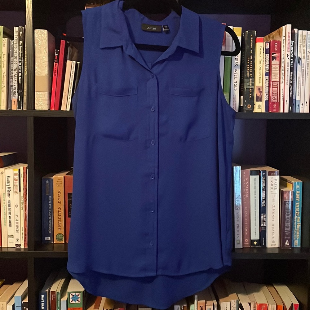 Apt. 9 Medium Petite Cobalt Blue High-Low Hem Button Up Tank Top